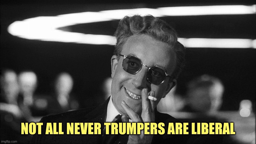 Doctor Strangelove says... | NOT ALL NEVER TRUMPERS ARE LIBERAL | image tagged in doctor strangelove says | made w/ Imgflip meme maker