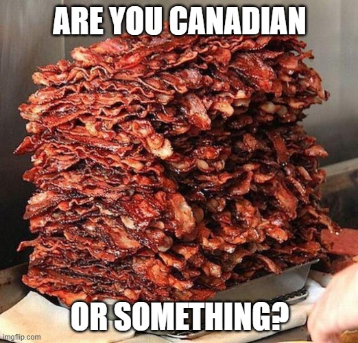 bacon | ARE YOU CANADIAN OR SOMETHING? | image tagged in bacon | made w/ Imgflip meme maker