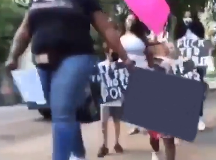 Child protester with sign Blank Meme Template