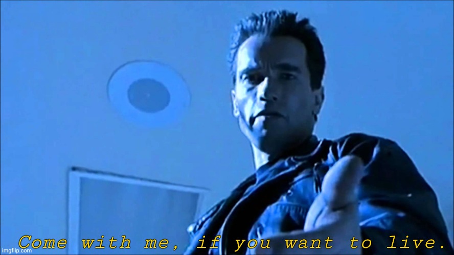 Terminator Come with me | Come with me, if you want to live. | image tagged in terminator come with me | made w/ Imgflip meme maker