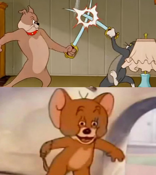 tom and jerry sword fight Blank Meme Template
