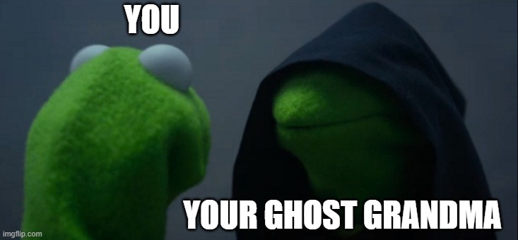 Evil Kermit Meme | YOU YOUR GHOST GRANDMA | image tagged in memes,evil kermit | made w/ Imgflip meme maker