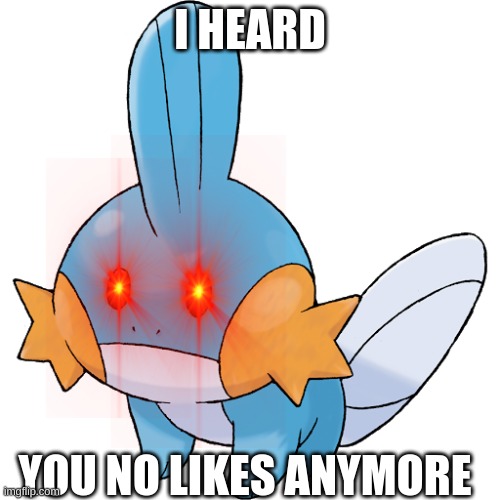 I also heard | I HEARD; YOU NO LIKES ANYMORE | image tagged in mudkip,pokemon | made w/ Imgflip meme maker