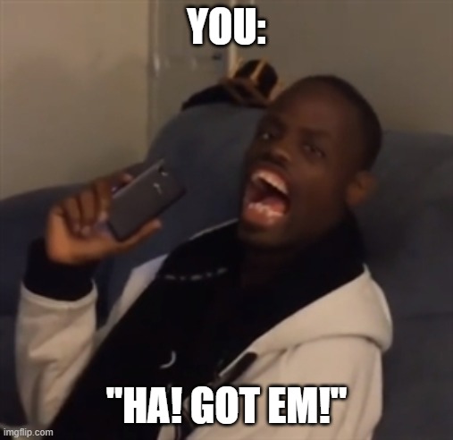 GOT EM | YOU: "HA! GOT EM!" | image tagged in got em | made w/ Imgflip meme maker