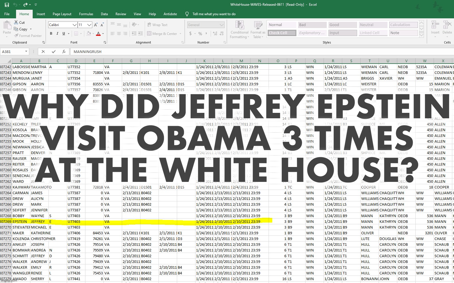 Why did Jeffrey Epstein visit Obama 3 times at the White House? | WHY DID JEFFREY EPSTEIN
VISIT OBAMA 3 TIMES
AT THE WHITE HOUSE? | image tagged in barack obama,jeffrey epstein,white house | made w/ Imgflip meme maker