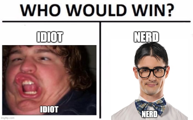 Who would win | IDIOT; NERD | image tagged in memes,who would win | made w/ Imgflip meme maker