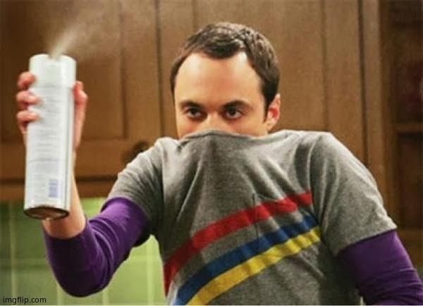 Sheldon - Go Away Spray | image tagged in sheldon - go away spray | made w/ Imgflip meme maker