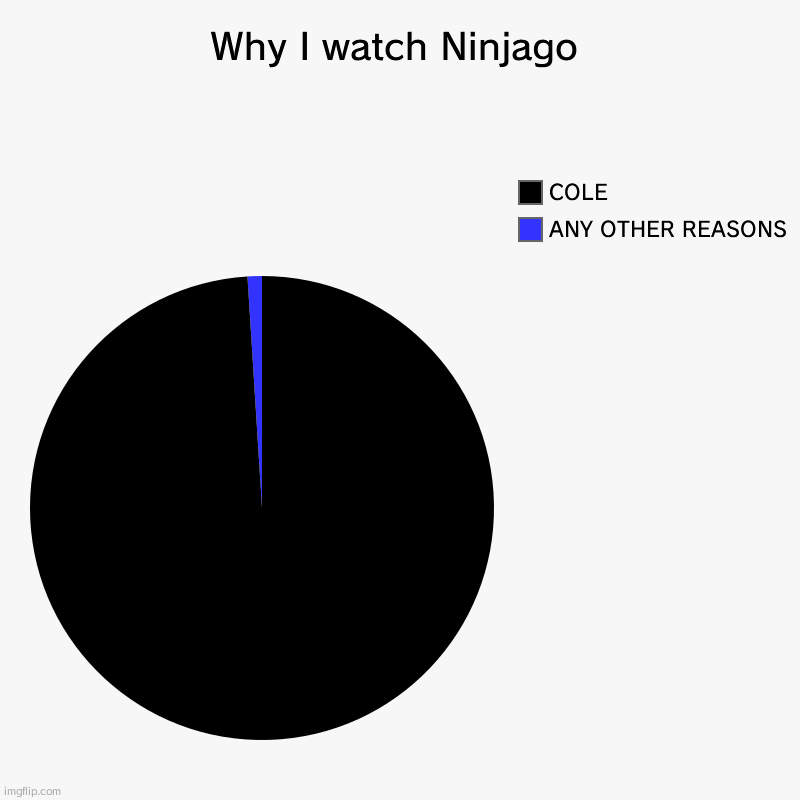 Why I watch Ninjago | ANY OTHER REASONS, COLE | image tagged in charts,pie charts | made w/ Imgflip chart maker