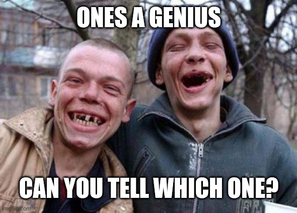 Ugly Twins Meme | ONES A GENIUS; CAN YOU TELL WHICH ONE? | image tagged in memes,ugly twins | made w/ Imgflip meme maker