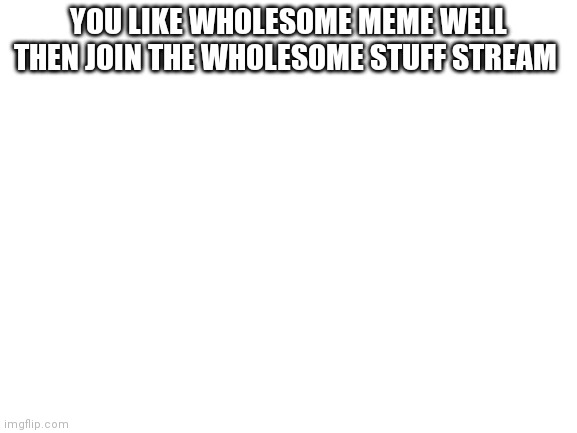 Blank White Template | YOU LIKE WHOLESOME MEME WELL THEN JOIN THE WHOLESOME STUFF STREAM | image tagged in blank white template | made w/ Imgflip meme maker