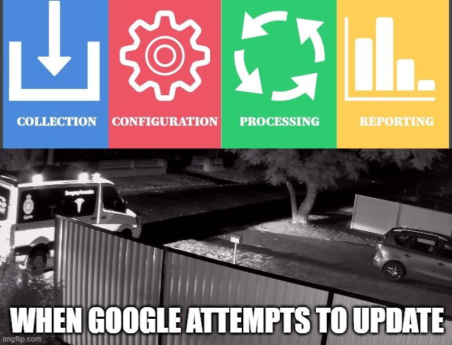 google update | WHEN GOOGLE ATTEMPTS TO UPDATE | image tagged in google chrome | made w/ Imgflip meme maker