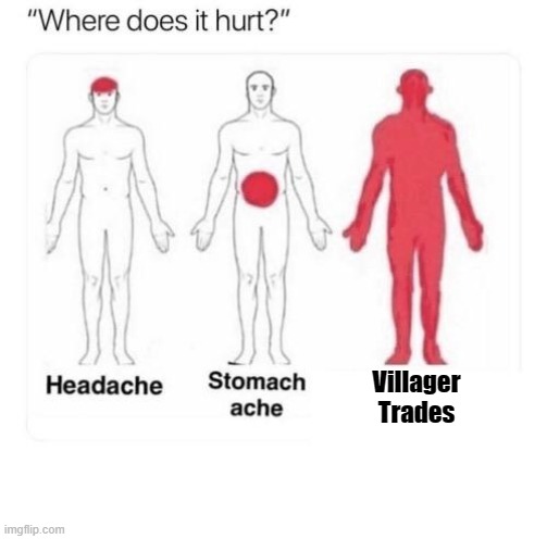 Where does it hurt | Villager Trades | image tagged in where does it hurt | made w/ Imgflip meme maker