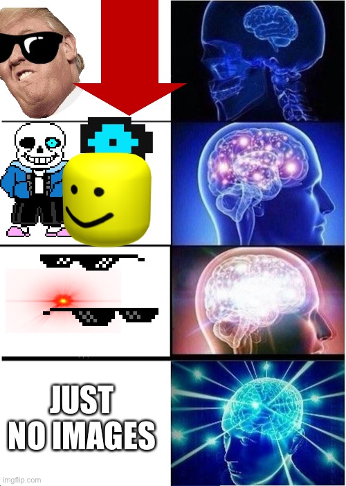 Expanding Brain | JUST NO IMAGES | image tagged in memes,expanding brain | made w/ Imgflip meme maker