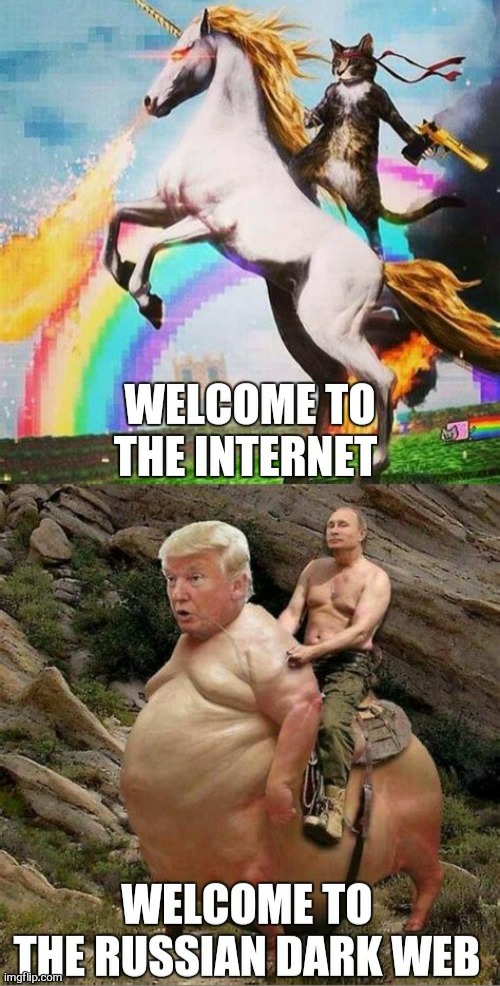internet vs Russian dark Web | image tagged in welcome to the internets,putin trump,putin,trump | made w/ Imgflip meme maker