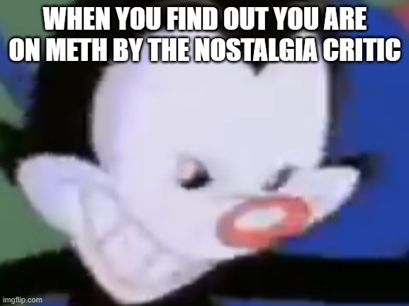 Evil Yakko | WHEN YOU FIND OUT YOU ARE ON METH BY THE NOSTALGIA CRITIC | image tagged in evil yakko | made w/ Imgflip meme maker