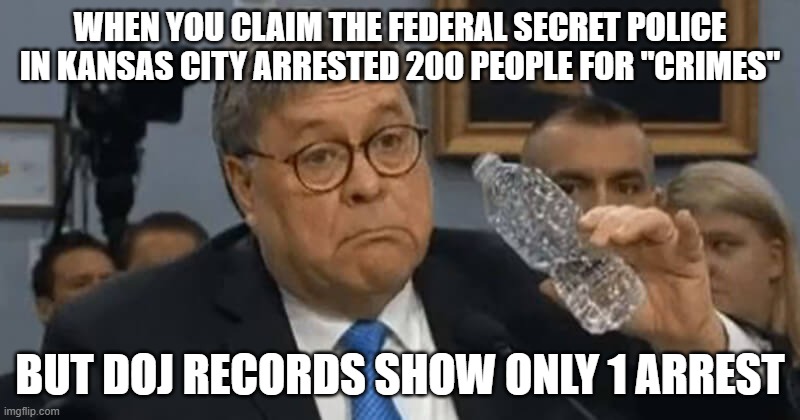 that face you make | WHEN YOU CLAIM THE FEDERAL SECRET POLICE IN KANSAS CITY ARRESTED 200 PEOPLE FOR "CRIMES"; BUT DOJ RECORDS SHOW ONLY 1 ARREST | made w/ Imgflip meme maker