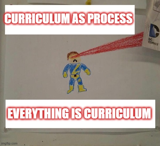 curriculum as process | CURRICULUM AS PROCESS; EVERYTHING IS CURRICULUM | image tagged in curriculum,education,teaching,school | made w/ Imgflip meme maker