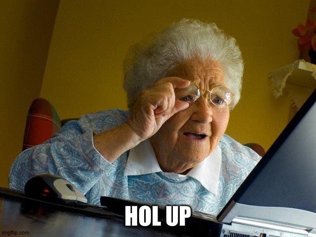 Grandma Finds The Internet Meme | HOL UP | image tagged in memes,grandma finds the internet | made w/ Imgflip meme maker