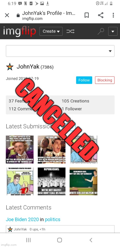 CANCELLED | made w/ Imgflip meme maker