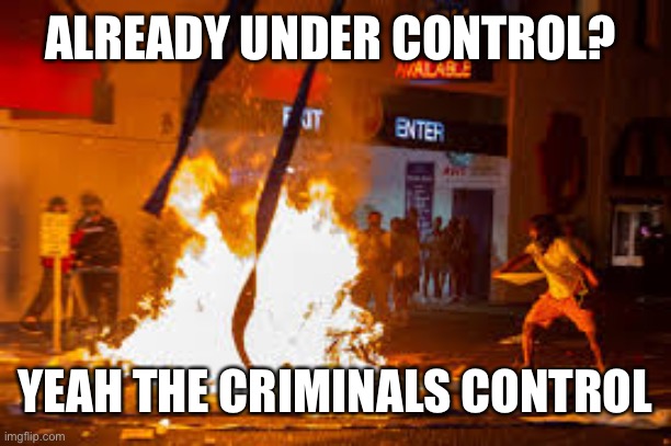 Portland Peaceful Protest | ALREADY UNDER CONTROL? YEAH THE CRIMINALS CONTROL | image tagged in portland peaceful protest | made w/ Imgflip meme maker
