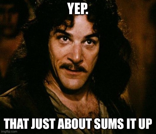 Inigo Montoya Meme | YEP. THAT JUST ABOUT SUMS IT UP | image tagged in memes,inigo montoya | made w/ Imgflip meme maker