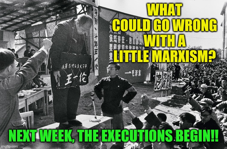 Cultural Revolution | WHAT COULD GO WRONG WITH A LITTLE MARXISM? NEXT WEEK, THE EXECUTIONS BEGIN!! | image tagged in cultural revolution | made w/ Imgflip meme maker