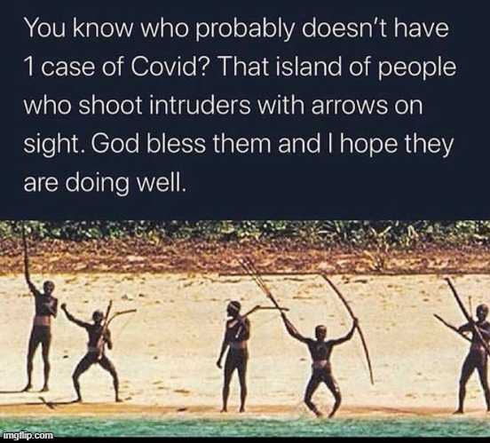 shout-out to Sentinel Island: policing the border and shutting down international travel for 1000s of years | image tagged in repost,covid-19,coronavirus,funny,reposts are awesome,lol | made w/ Imgflip meme maker