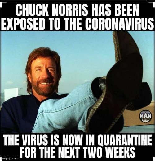Thank you, Chuck Norris. | image tagged in repost,covid-19,covid19,covid,chuck norris,chuck norris approves | made w/ Imgflip meme maker
