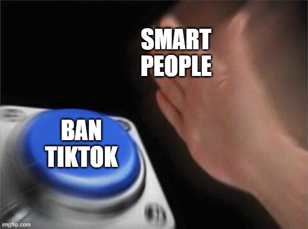 Blank Nut Button | SMART PEOPLE; BAN TIKTOK | image tagged in memes,blank nut button | made w/ Imgflip meme maker