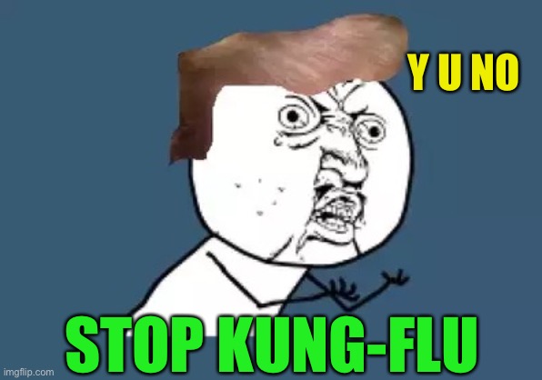 Y U No Trump | Y U NO STOP KUNG-FLU | image tagged in y u no trump | made w/ Imgflip meme maker