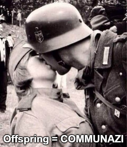 Alternate V.E. Day Pic | Offspring = COMMUNAZI | image tagged in commie,nazi | made w/ Imgflip meme maker