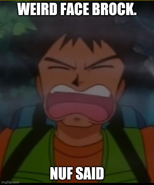 Brock weird face | WEIRD FACE BROCK. NUF SAID | image tagged in brock weird face | made w/ Imgflip meme maker