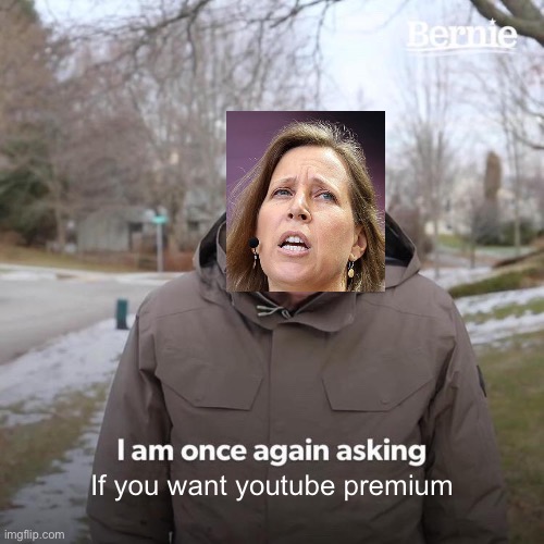 Do YoU wAnT pReMiUm? | If you want youtube premium | image tagged in memes,bernie i am once again asking for your support | made w/ Imgflip meme maker