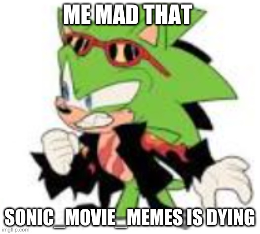 ME MAD THAT; SONIC_MOVIE_MEMES IS DYING | image tagged in sonic the hedgehog | made w/ Imgflip meme maker