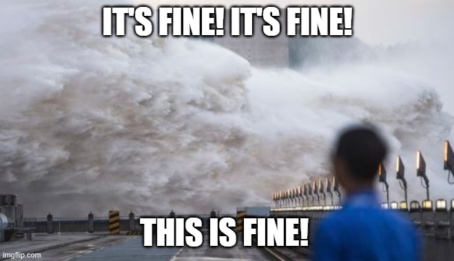 Chinese floods | IT'S FINE! IT'S FINE! THIS IS FINE! | image tagged in chinese floods | made w/ Imgflip meme maker