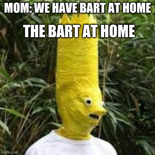 THE BORT AT HOME BE LIKE... | THE BART AT HOME; MOM: WE HAVE BART AT HOME | image tagged in simpsons,memes,bart simpson | made w/ Imgflip meme maker
