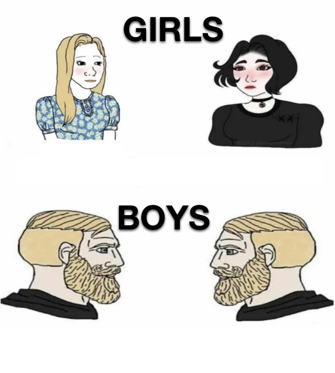Girls vs Boys Blank Meme Template
