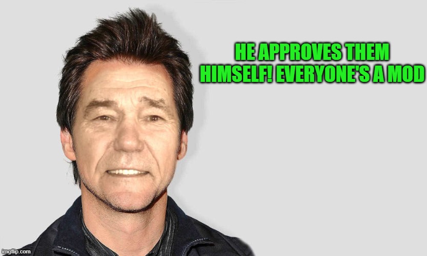 lou carey | HE APPROVES THEM HIMSELF! EVERYONE'S A MOD | image tagged in lou carey | made w/ Imgflip meme maker