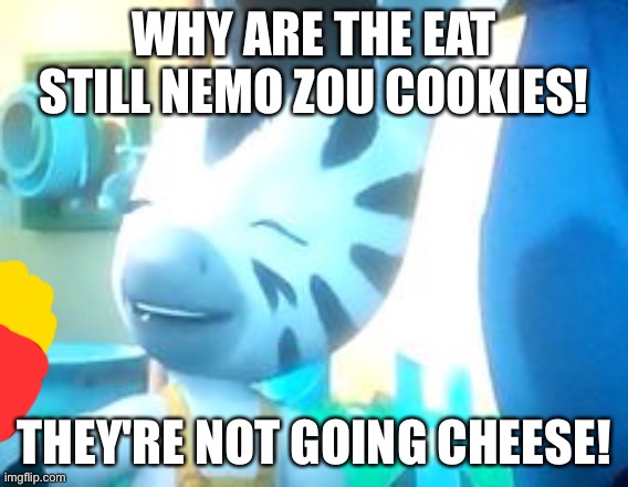 WHY ARE THE EAT STILL NEMO ZOU COOKIES! THEY'RE NOT GOING CHEESE! | made w/ Imgflip meme maker