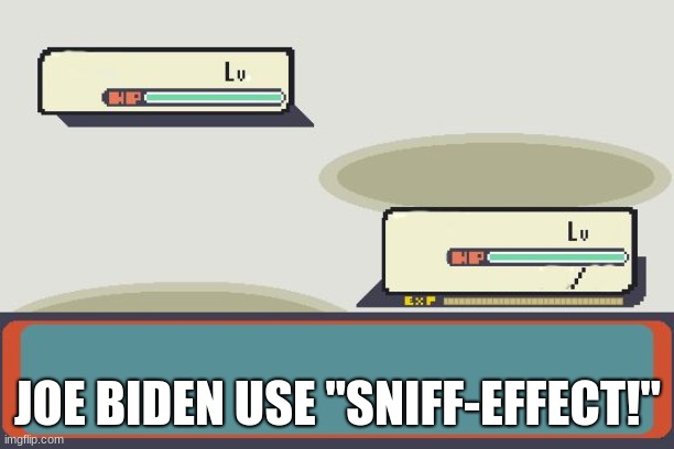 Pokemon Battle | JOE BIDEN USE "SNIFF-EFFECT!" | image tagged in pokemon battle | made w/ Imgflip meme maker
