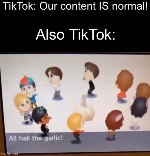 War Against Tik Tok | TikTok: Our content IS normal! Also TikTok: | image tagged in tik tok | made w/ Imgflip meme maker