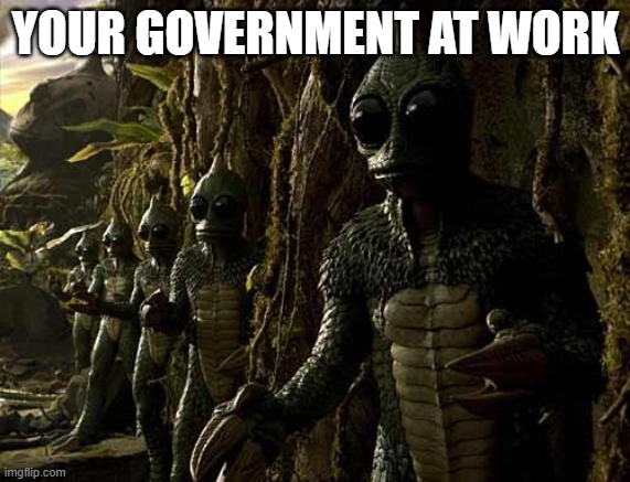 Lizard people |  YOUR GOVERNMENT AT WORK | image tagged in lizard people | made w/ Imgflip meme maker