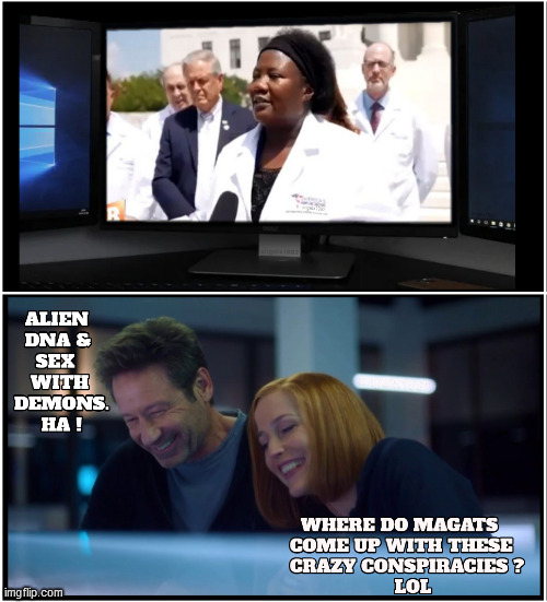 image tagged in xfiles,scully,fox mulder the x files,stella immanuel,aliens,demons | made w/ Imgflip meme maker