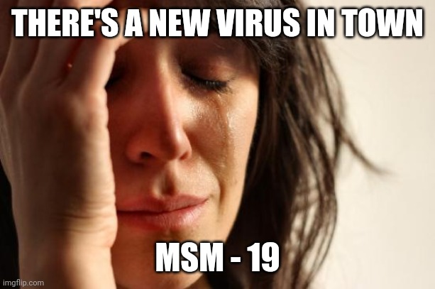THERE'S A NEW VIRUS IN TOWN MSM - 19 | image tagged in memes,first world problems | made w/ Imgflip meme maker