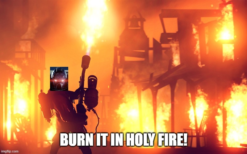 BURN IT DOWN | BURN IT IN HOLY FIRE! | image tagged in burn it down | made w/ Imgflip meme maker