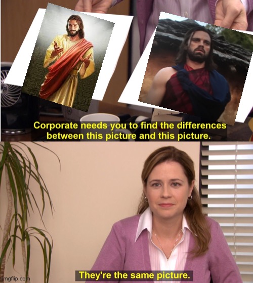 What’s the difference between Bucky and Jesus? | image tagged in memes,they're the same picture | made w/ Imgflip meme maker