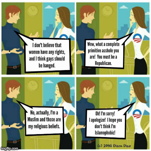 Intolerant Republican? or Religious Freak? | image tagged in intolerance,republican,muslim | made w/ Imgflip meme maker