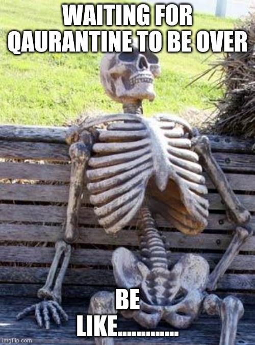 Lol | WAITING FOR QAURANTINE TO BE OVER; BE LIKE............. | image tagged in memes,waiting skeleton,oof,quarantine | made w/ Imgflip meme maker