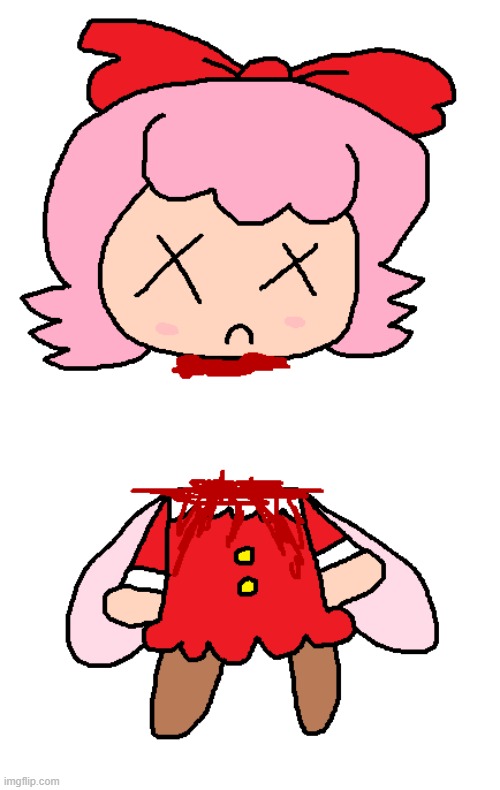 Ribbon's Punishment | image tagged in kirby,ribbon,gore,blood,funny,die | made w/ Imgflip meme maker