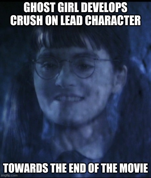 The first 3 times we've seen Moaning Myrtle, she had no interest in Harry, but the 4th time around, she does? O_o | GHOST GIRL DEVELOPS CRUSH ON LEAD CHARACTER; TOWARDS THE END OF THE MOVIE | image tagged in memes,throwback thursday,harry potter,moaning myrtle,chamber of secrets,warner bros | made w/ Imgflip meme maker